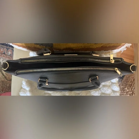 Kate Spade New York Quilted Leather Satchel Gray Large Top Handle Bag Gold HW - Picture 8 of 11